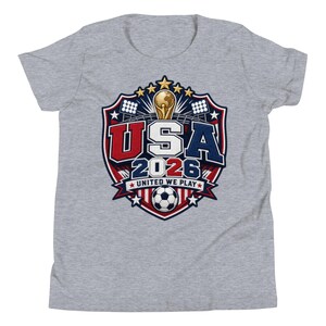 USA 2026 United We Play Kids Shirt Youth Soccer Fan Tee FIFA 2026 Team USA T Shirt Boys Girls World Cup Soccer Shirt