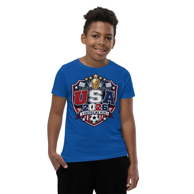 USA 2026 United We Play Kids Shirt Youth Soccer Fan Tee FIFA 2026 Team USA T Shirt Boys Girls World Cup Soccer Shirt