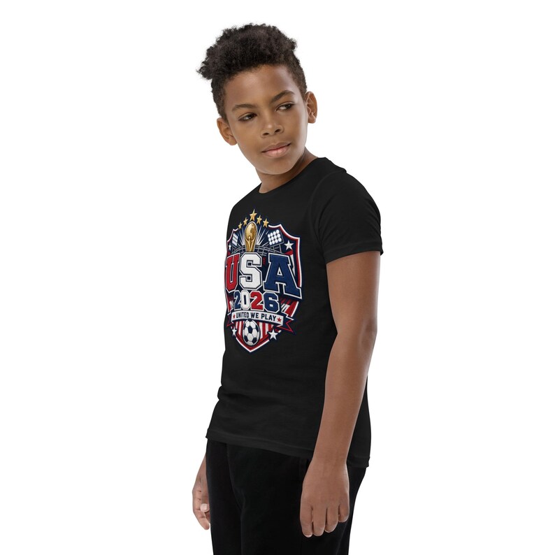 USA 2026 United We Play Kids Shirt Youth Soccer Fan Tee FIFA 2026 Team USA T Shirt Boys Girls World Cup Soccer Shirt