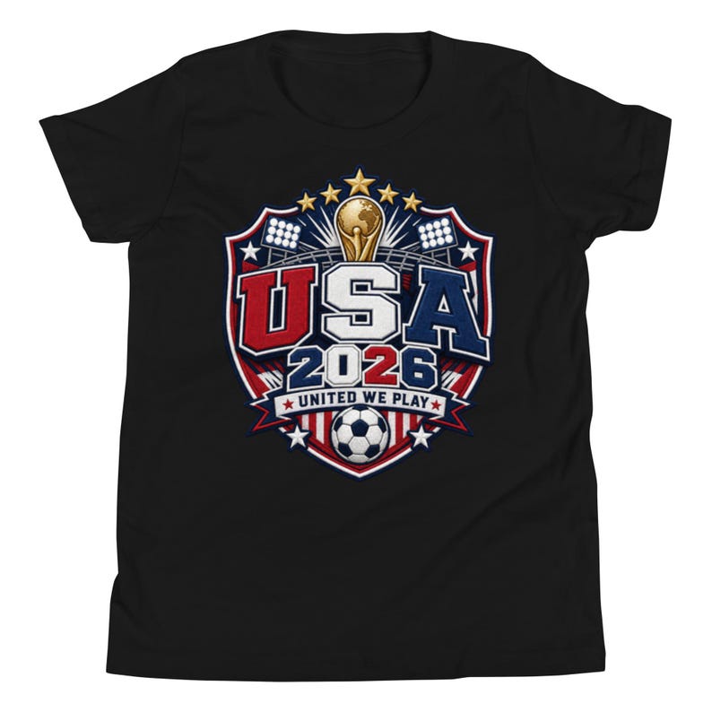 USA 2026 United We Play Kids Shirt Youth Soccer Fan Tee FIFA 2026 Team USA T Shirt Boys Girls World Cup Soccer Shirt