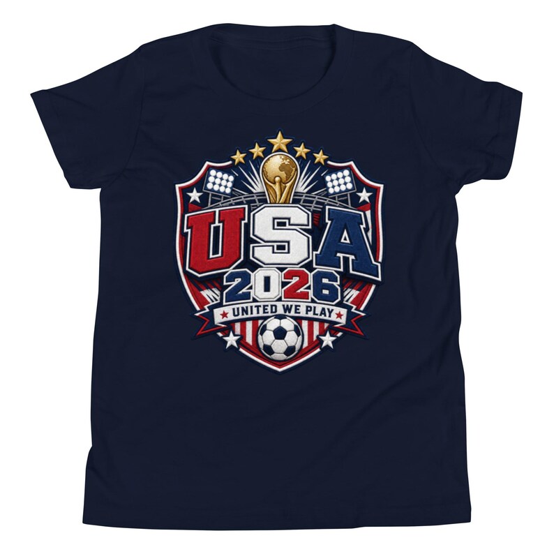 USA 2026 United We Play Kids Shirt Youth Soccer Fan Tee FIFA 2026 Team USA T Shirt Boys Girls World Cup Soccer Shirt