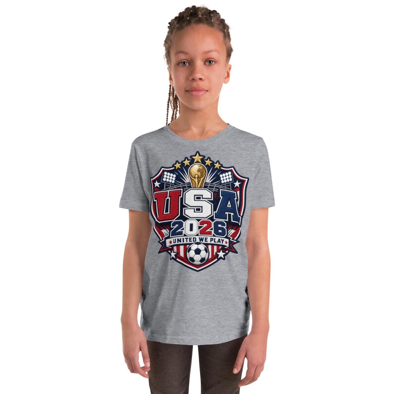 USA 2026 United We Play Kids Shirt Youth Soccer Fan Tee FIFA 2026 Team USA T Shirt Boys Girls World Cup Soccer Shirt