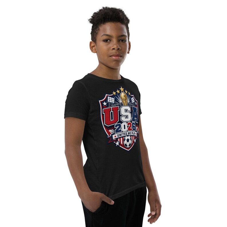USA 2026 United We Play Kids Shirt Youth Soccer Fan Tee FIFA 2026 Team USA T Shirt Boys Girls World Cup Soccer Shirt