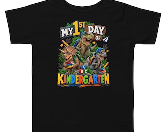 Dinosaur First Day of Kindergarten Shirt, Boys Back to School Tee