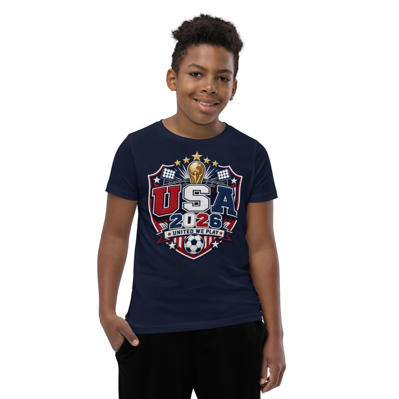 USA 2026 United We Play Kids Shirt Youth Soccer Fan Tee FIFA 2026 Team USA T Shirt Boys Girls World Cup Soccer Shirt
