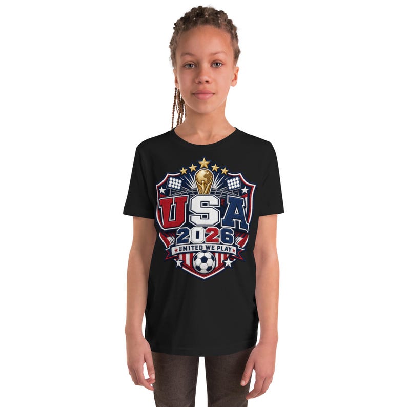 USA 2026 United We Play Kids Shirt Youth Soccer Fan Tee FIFA 2026 Team USA T Shirt Boys Girls World Cup Soccer Shirt