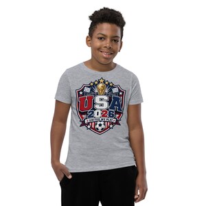 USA 2026 United We Play Kids Shirt Youth Soccer Fan Tee FIFA 2026 Team USA T Shirt Boys Girls World Cup Soccer Shirt