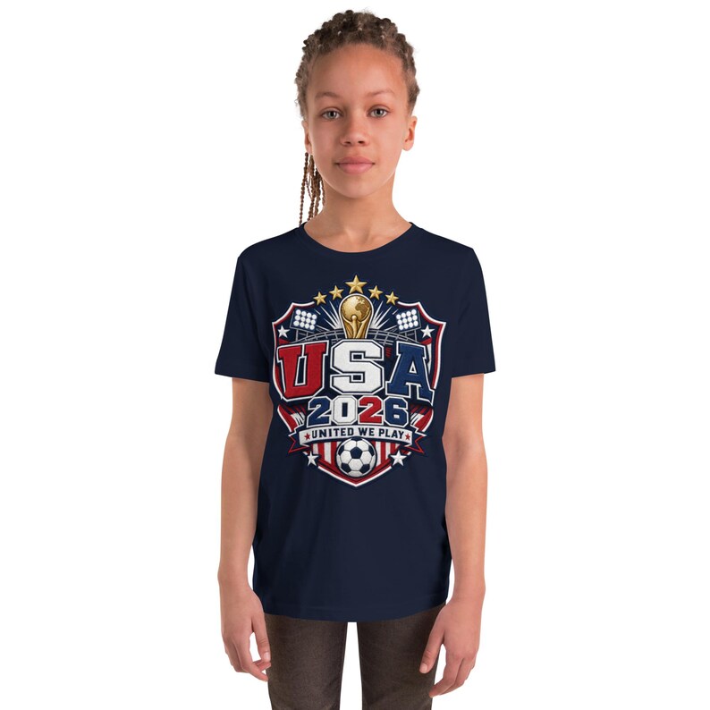 USA 2026 United We Play Kids Shirt Youth Soccer Fan Tee FIFA 2026 Team USA T Shirt Boys Girls World Cup Soccer Shirt