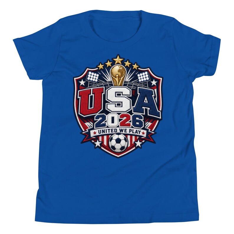 USA 2026 United We Play Kids Shirt Youth Soccer Fan Tee FIFA 2026 Team USA T Shirt Boys Girls World Cup Soccer Shirt
