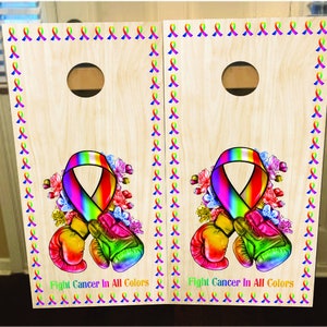 Fight Cancer with All Colors Cornhole boards, Complete Outdoor Game Set with 2 Boards, & Optional Accessories