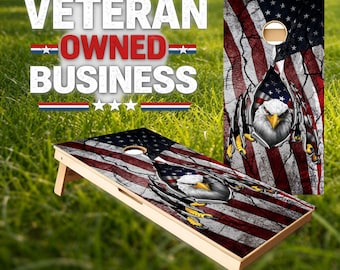 American flag Eagle ripping through,American flag cornhole boards, Ripped Eagle flag, Cornhole boards