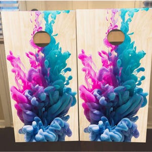Set mit 2 Gender Check Cornhole Wraps, Vinyl Aufkleber Bag Toss Aufkleber Baggo Skin Sticker Wraps Laminiert