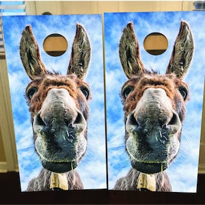 Set of 2 Donkey Cornhole Wraps, Vinyl Decal Bag Toss Decal Bag go Skin Sticker Wraps Laminated