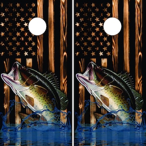 2er Set Bass Fish Cornhole Wraps, Vinyl Aufkleber Bag Toss Decal Bag Skin Sticker Wraps laminiert