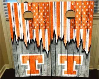 Set of 2 Tennessee T Flag Cornhole Wraps, Vinyl Decal Bag Toss Decal Baggo Skin Sticker Wraps Laminated