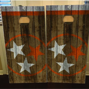 2er Set Tennessee Tri Star Cornhole Wraps, Vinyl Aufkleber Bag Toss Aufkleber Bag go Skin Sticker Wraps laminiert