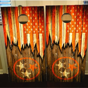2er Set Tennessee T Flag Cornhole Wraps, Vinyl Aufkleber Bag Toss Aufkleber Bag go Skin Sticker Wraps laminiert