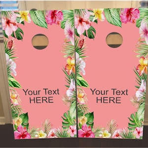 2er Set Blumen Monogramm Cornhole Wraps, Vinyl Aufkleber Bag Toss Aufkleber Baggo Skin Sticker Wraps Laminiert