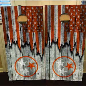 2er Set Tennessee Tri Star Flagge Cornhole Wraps, Vinyl Aufkleber Bag Toss Aufkleber Bag go Skin Sticker Wraps laminiert