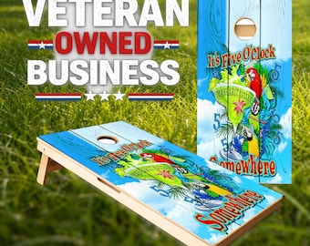 5 O'Clock Somewhere Cornhole Game Set, Outdoor Backyard Game