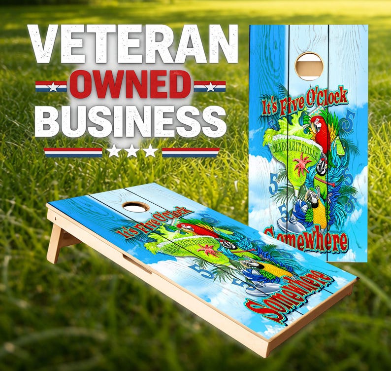 5 O'Clock Somewhere Cornhole Game Set, Outdoor Backyard Game imagen 1