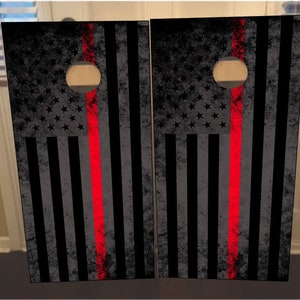 Set of 2 Red Police/FIre Wraps, Vinyl Decal Bag Toss Decal Bag Skin Sticker Wraps Laminated