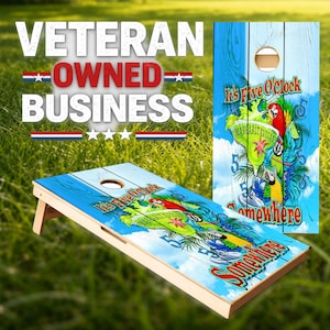 5 O'Clock Somewhere Cornhole Wraps: gelamineerde vinylstickers (set van 2)