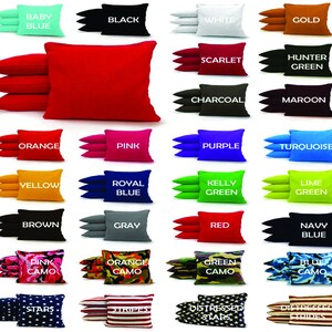 Puede incluir: Un conjunto de 24 bolsas de frijoles en varios colores y patrones, incluyendo colores s&oacute;lidos como rojo, azul, verde y amarillo, as&iacute; como patrones de camuflaje y estrellas. Las bolsas de frijoles est&aacute;n dispuestas en filas de cuatro, con cada fila presentando un color o patr&oacute;n diferente.