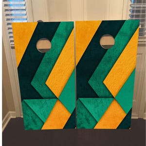 Abstract color design,cornhole board,  Monogram Cornhole boards, Complete Outdoor Game Set with 2 Boards, & Optional Accessories