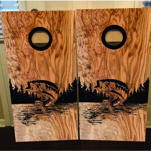 2er Set Bass Cornhole Wraps, Vinyl Aufkleber Tasche Toss Aufkleber Haut Sticker Wraps laminiert