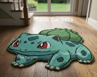 Tufted Bulbasaur Rug | Anime Monster Carpet, Gamer Decor