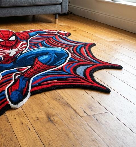 Spider-man Tufted Rug, Comic Style Punch Needle Carpet, Kids Room Decor ...