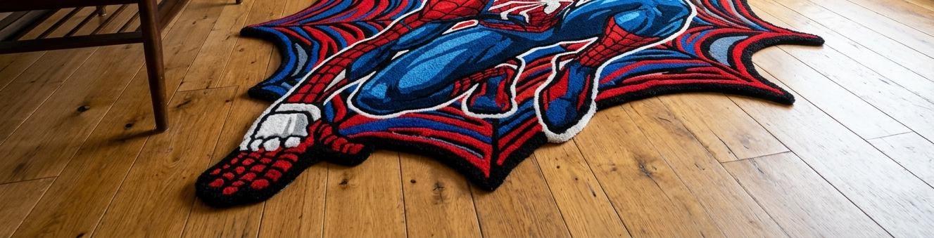 Spider-man Tufted Rug, Comic Style Punch Needle Carpet, Kids Room Decor ...
