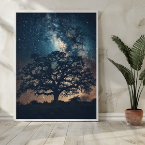 Traumhafter Sternenhimmel Galaxie mit Baum | Digitaler Download | Wanddeko | Geschenkidee