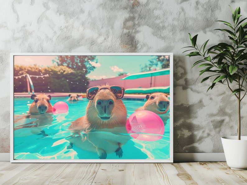 Capybara Inflatable Pool Toy Cute Capybara Pool Party – Digital Download - Etsy