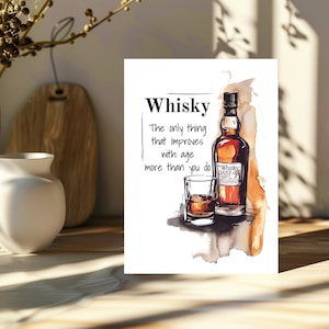 Divertente biglietto di auguri di compleanno a base di whisky | Perfetto per gli amanti del whisky | Download digitale PDF
