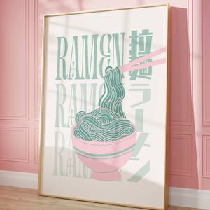 Japanese Ramen Poster, Japanese Noodle Kitchen Printable Wall Art, Japanese Food Poster, Vintage Style Modern Ramen Art, Instant Download