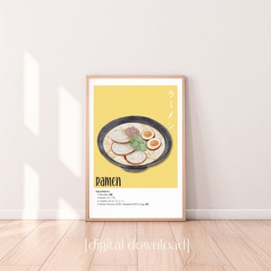 Japanese Ramen Poster, Japanese Noodle Kitchen Printable Wall Art, Japanese Food Poster, Retro Vintage Style Ramen Art, Instant Download
