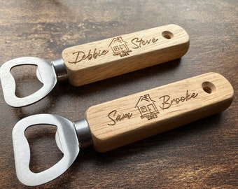 New Home Gift Bottle Opener Housewarming Gift Personalised Gift Custom Wood New House Gift Couple First Home Gift Beer Drinking Present