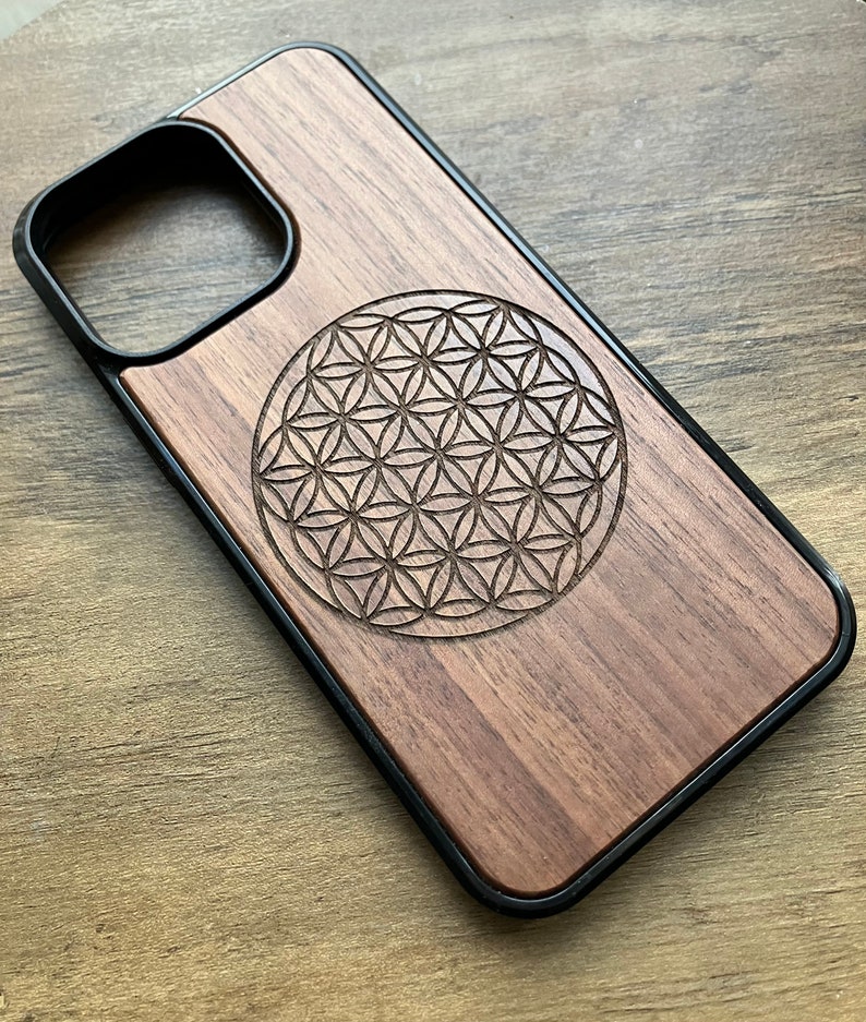 Sacred Geometry iPhone 15 Case Wood iPhone 15 Pro Case Flower of Life