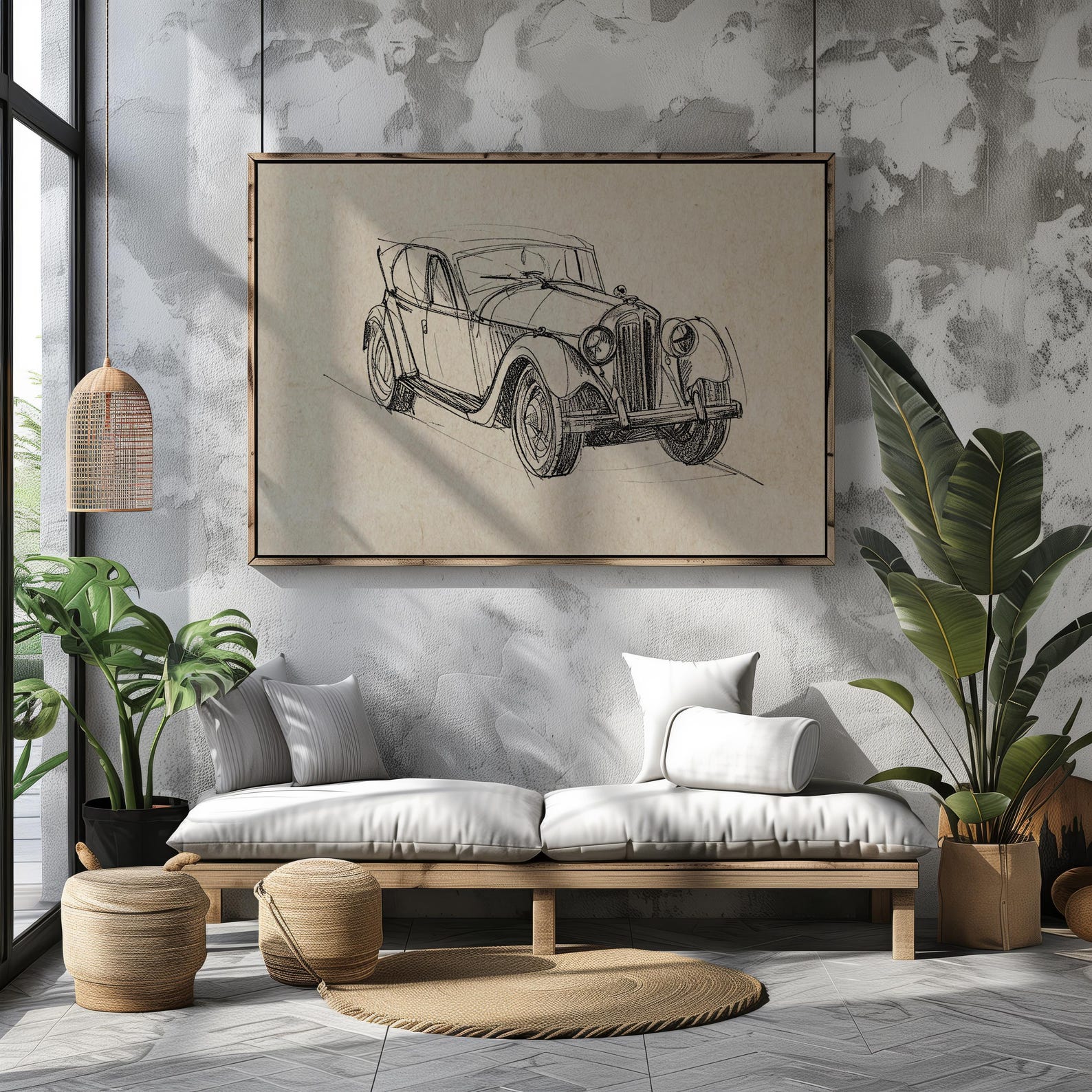 Vintage Car Ink Sketch Print, Retro Auto Art (digital Download) - Etsy