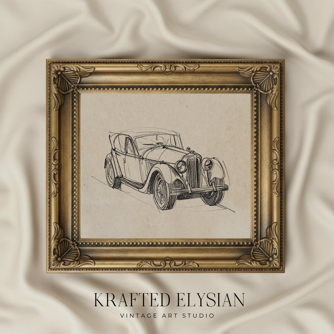 Vintage Car Ink Sketch Print, Retro Auto Art (digital Download) - Etsy