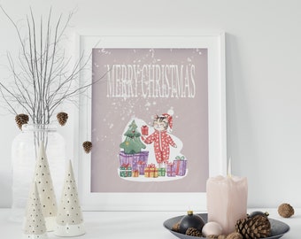 Merry Christmas Card - DIGITAL DOWNLOAD - Beautiful Printable Card