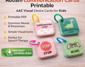 Tarjetas de comunicación para autismo imprimibles / Descarga digital para terapia del habla / Comunicación no verbal