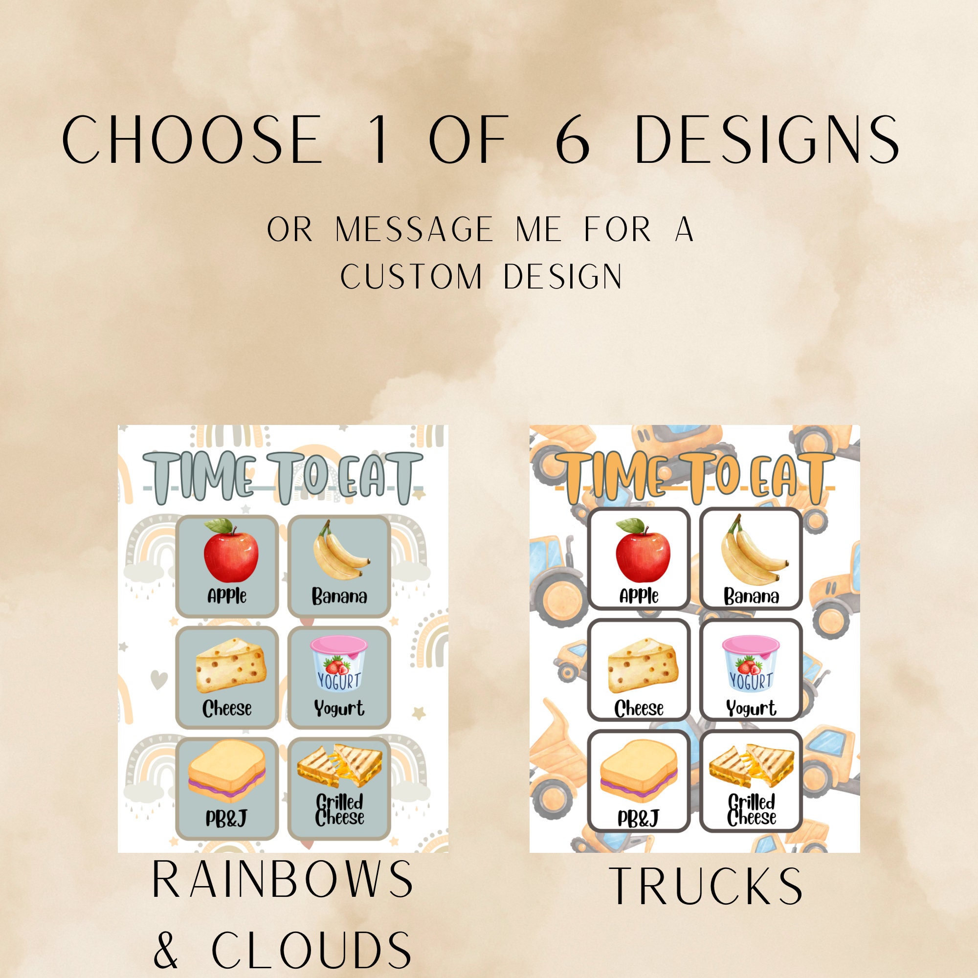 Personalized Food Menu/picture Chart (physical Product) - Etsy