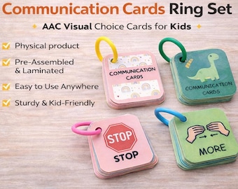 Autism Communication Cards Ring Set |Speech Therapy Visuals | Special Needs Nonverbal Tool