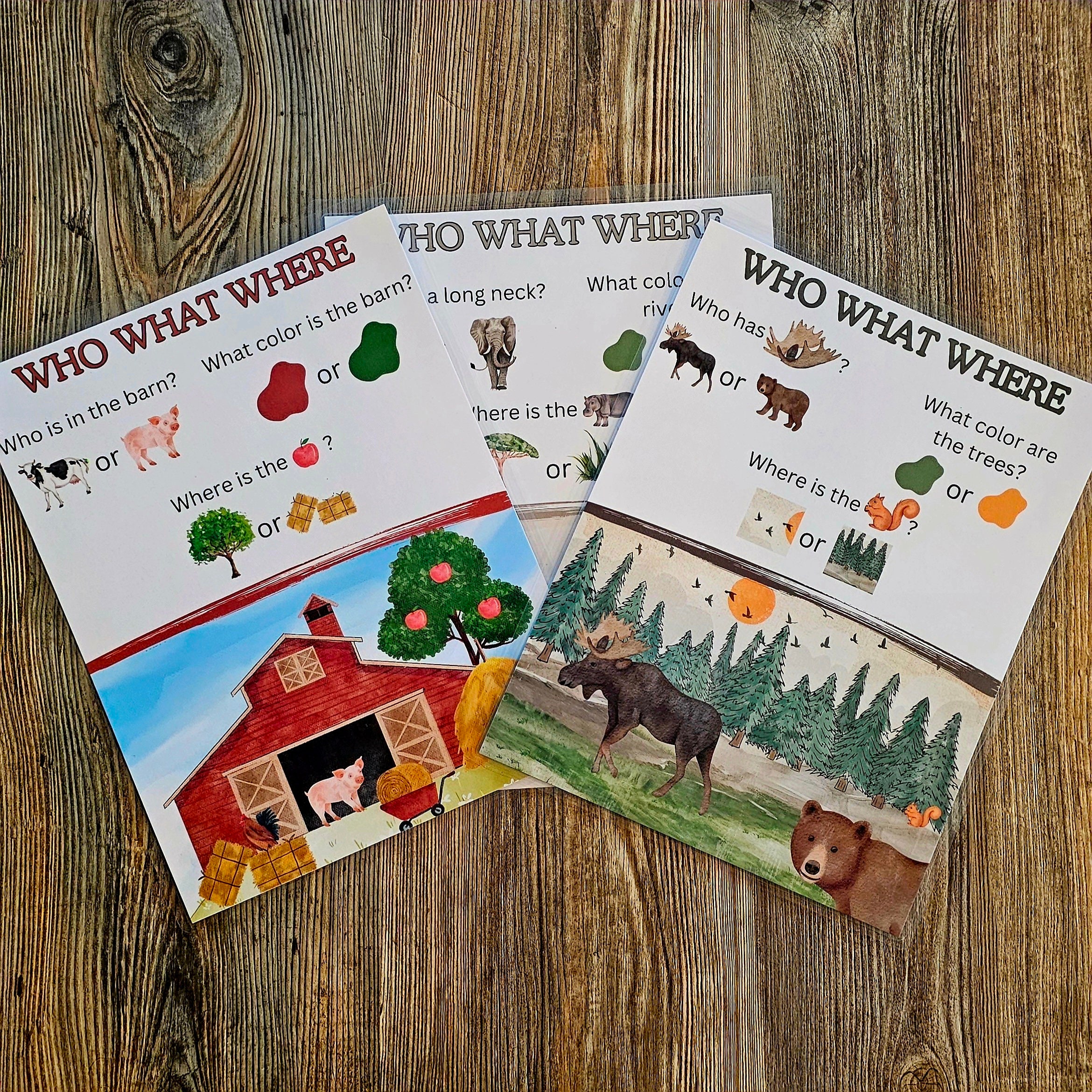 Who What Where Educational Printouts Nature Watercolor - Etsy