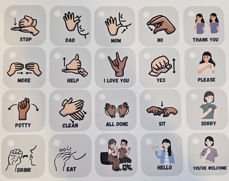 Printable Asl Clean ASL Large Print Communication Cards - Etsy