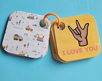 Tarjetas de comunicación con letra grande en ASL