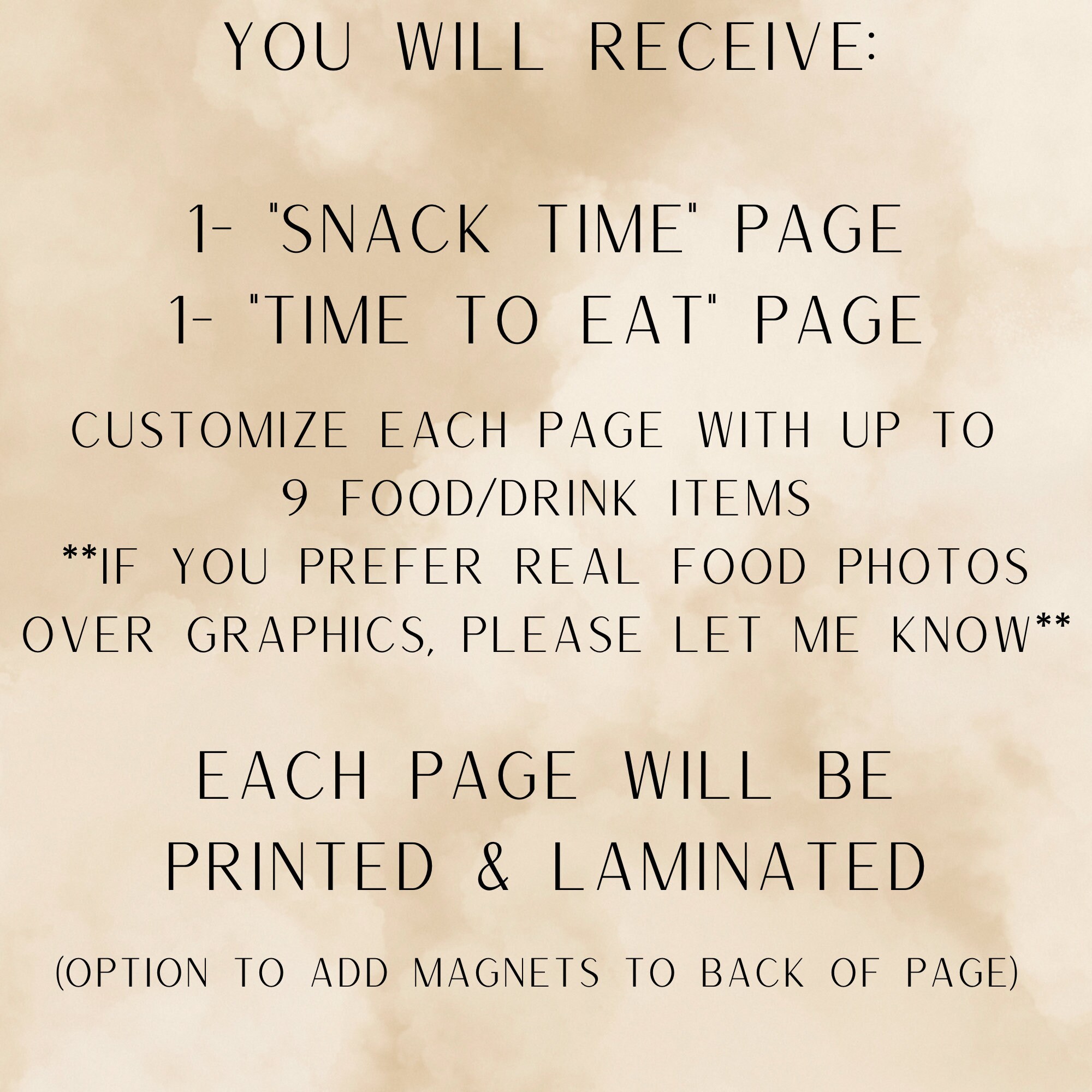 Personalized Food Menu/picture Chart (physical Product) - Etsy